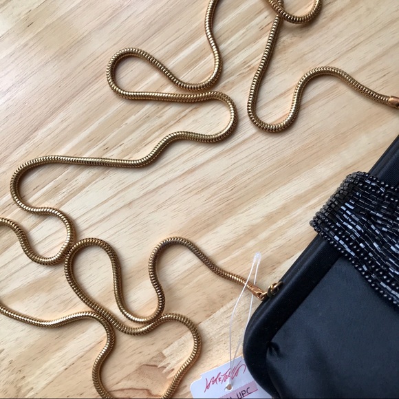 La Regale Black Satin Beaded Mini Evening Bag - Picture 3 of 13